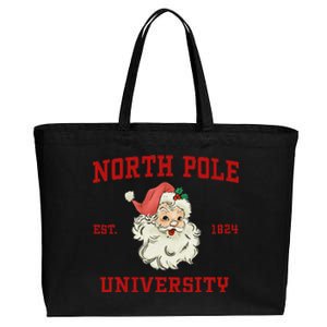 North Pole University Santa Claus Christmas College Funny Cotton Canvas Jumbo Tote