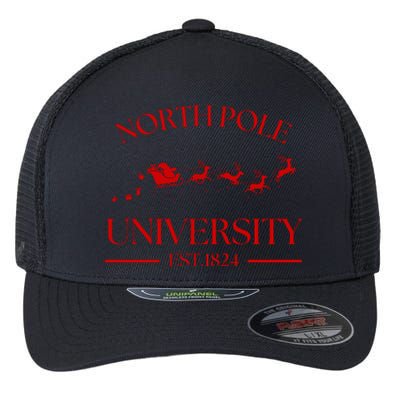 North Pole University Christmas Flexfit Unipanel Trucker Cap