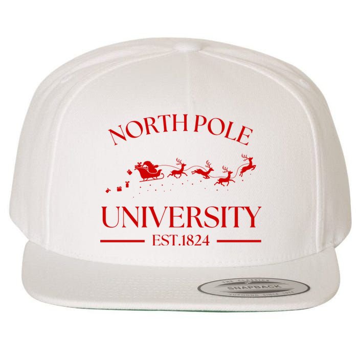 North Pole University Christmas Wool Snapback Cap