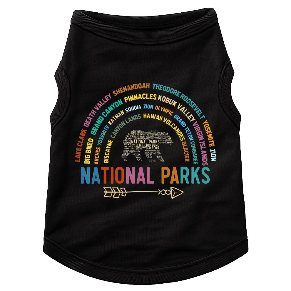 National Parks USA List Word Cloud Bear Camping Doggie Tank