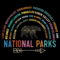 National Parks USA List Word Cloud Bear Camping Button