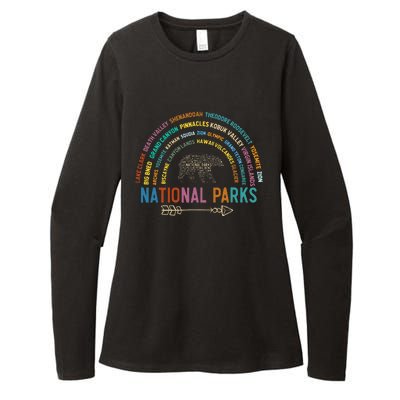 National Parks USA List Word Cloud Bear Camping Womens CVC Long Sleeve Shirt