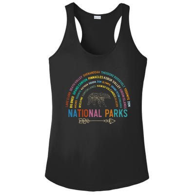 National Parks USA List Word Cloud Bear Camping Ladies PosiCharge Competitor Racerback Tank