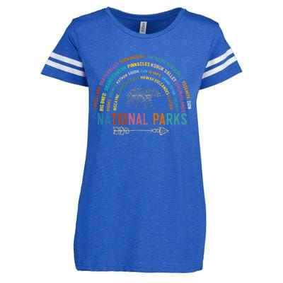 National Parks USA List Word Cloud Bear Camping Enza Ladies Jersey Football T-Shirt