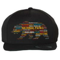 National Parks Usa List Word Cloud Bear Camping & Hiking Wool Snapback Cap