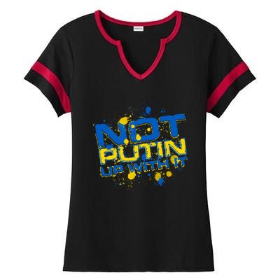 Not Putin Up With It Ukraine Ladies Halftime Notch Neck Tee