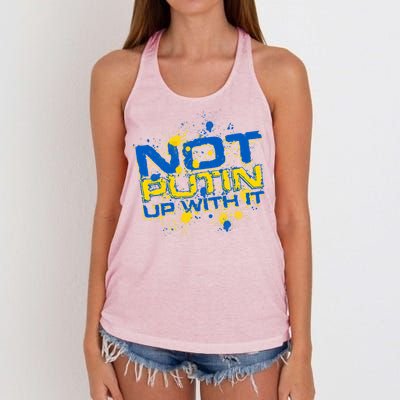 Not Putin Up With It Ukraine Women's Knotted Racerback Tank