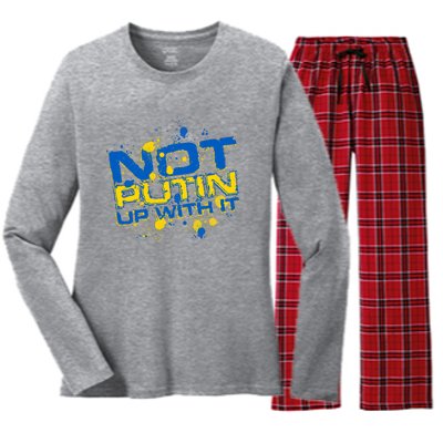 Not Putin Up With It Ukraine Women's Long Sleeve Flannel Pajama Set 