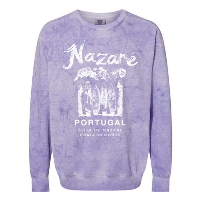 Nazare Portugal Vintage Surfing Meaningful Gift Colorblast Crewneck Sweatshirt