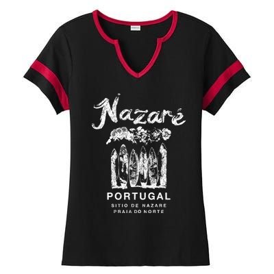 Nazare Portugal Vintage Surfing Meaningful Gift Ladies Halftime Notch Neck Tee