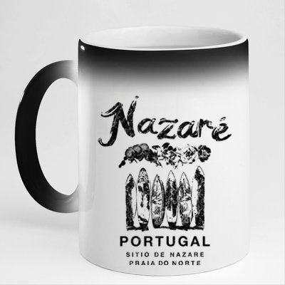 Nazare Portugal Vintage Surfing Meaningful Gift 11oz Black Color Changing Mug