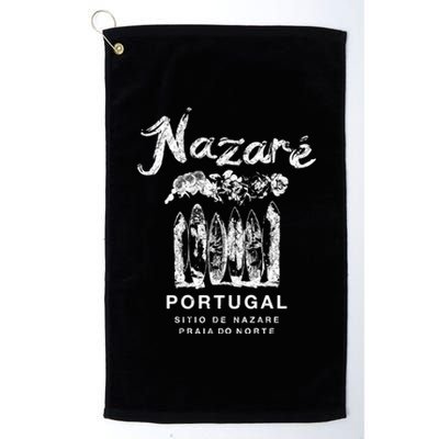 Nazare Portugal Vintage Surfing Meaningful Gift Platinum Collection Golf Towel