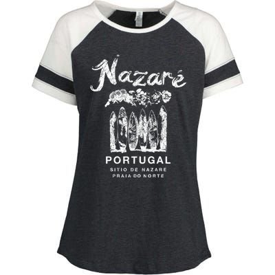 Nazare Portugal Vintage Surfing Meaningful Gift Enza Ladies Jersey Colorblock Tee