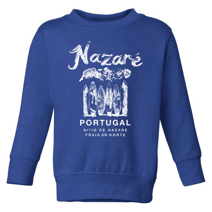 Nazare Portugal Vintage Surfing Meaningful Gift Toddler Sweatshirt