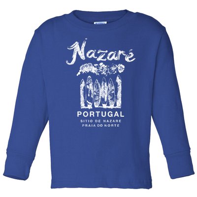 Nazare Portugal Vintage Surfing Meaningful Gift Toddler Long Sleeve Shirt