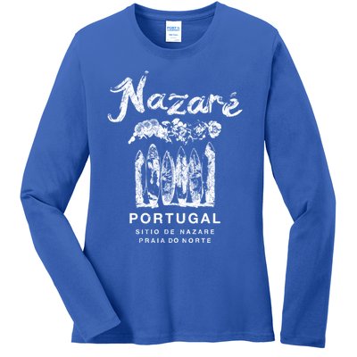 Nazare Portugal Vintage Surfing Meaningful Gift Ladies Long Sleeve Shirt