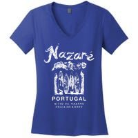 Nazare Portugal Vintage Surfing Meaningful Gift Women's V-Neck T-Shirt