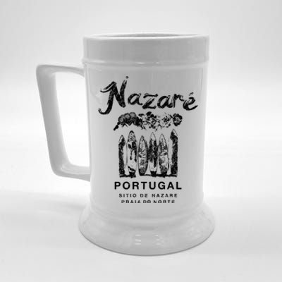 Nazare Portugal Vintage Surfing Meaningful Gift Beer Stein