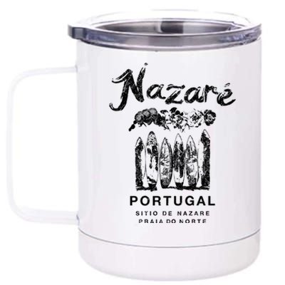 Nazare Portugal Vintage Surfing Meaningful Gift 12 oz Stainless Steel Tumbler Cup