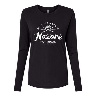 Nazare Portugal Vintage Surfing Gift Womens Cotton Relaxed Long Sleeve T-Shirt