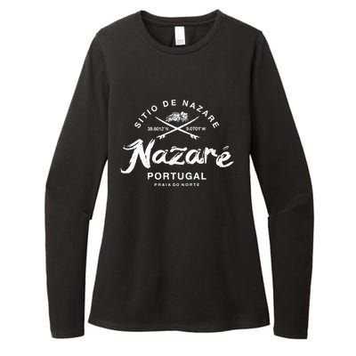 Nazare Portugal Vintage Surfing Gift Womens CVC Long Sleeve Shirt