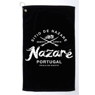 Nazare Portugal Vintage Surfing Gift Platinum Collection Golf Towel