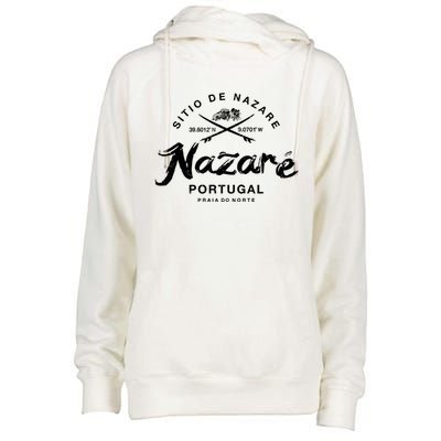 Nazare Portugal Vintage Surfing Gift Womens Funnel Neck Pullover Hood