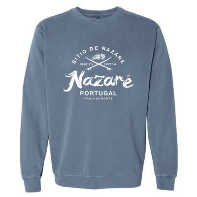 Nazare Portugal Vintage Surfing Gift Garment-Dyed Sweatshirt