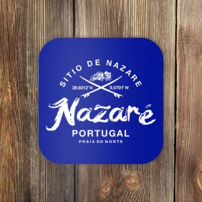 Nazare Portugal Vintage Surfing Gift Coaster