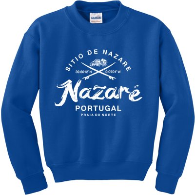 Nazare Portugal Vintage Surfing Gift Kids Sweatshirt