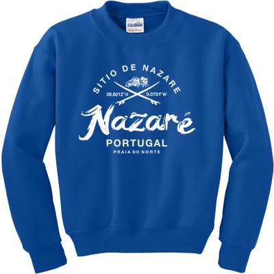 Nazare Portugal Vintage Surfing Gift Kids Sweatshirt