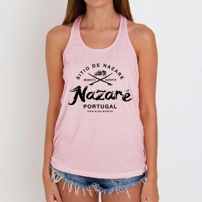 Nazare Portugal Vintage Surfing Gift Women's Knotted Racerback Tank