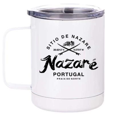 Nazare Portugal Vintage Surfing Gift 12 oz Stainless Steel Tumbler Cup