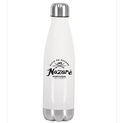 Nazare Portugal Vintage Surfing Gift Stainless Steel Insulated Water Bottle