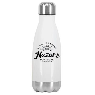 Nazare Portugal Vintage Surfing Gift Stainless Steel Insulated Water Bottle