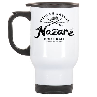 Nazare Portugal Vintage Surfing Gift Stainless Steel Travel Mug