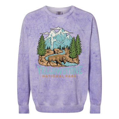 National Park Vintage Wyoming Parks Lover Adventure Outdoors Camping Travel Colorblast Crewneck Sweatshirt