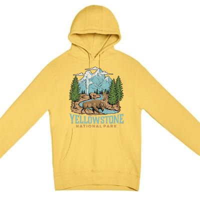 National Park Vintage Wyoming Parks Lover Adventure Outdoors Camping Travel Premium Pullover Hoodie