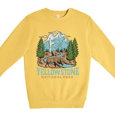 National Park Vintage Wyoming Parks Lover Adventure Outdoors Camping Travel Premium Crewneck Sweatshirt