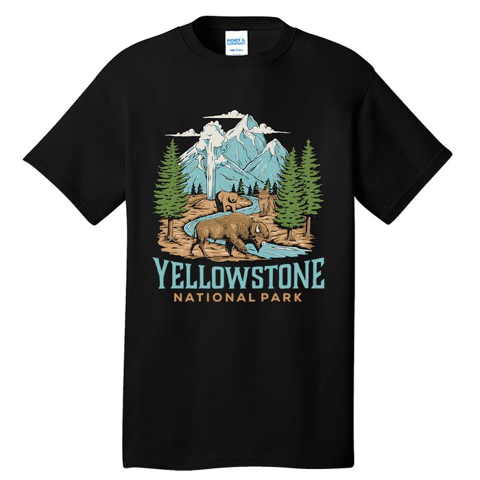 National Park Vintage Wyoming Parks Lover Adventure Outdoors Camping Travel Tall T-Shirt