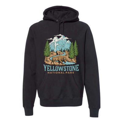 National Park Vintage Wyoming Parks Lover Adventure Outdoors Camping Travel Premium Hoodie