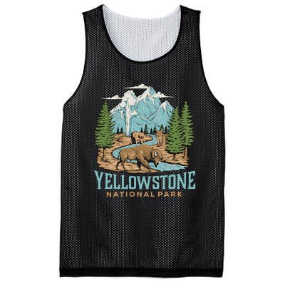 National Park Vintage Wyoming Parks Lover Adventure Outdoors Camping Travel Mesh Reversible Basketball Jersey Tank