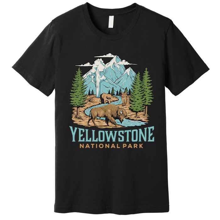 National Park Vintage Wyoming Parks Lover Adventure Outdoors Camping Travel Premium T-Shirt