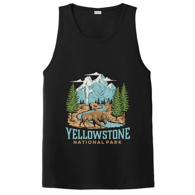 National Park Vintage Wyoming Parks Lover Adventure Outdoors Camping Travel PosiCharge Competitor Tank