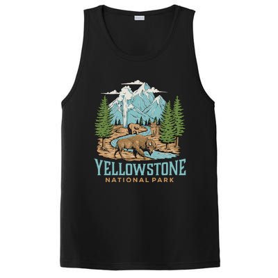 National Park Vintage Wyoming Parks Lover Adventure Outdoors Camping Travel PosiCharge Competitor Tank