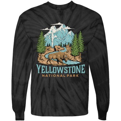 National Park Vintage Wyoming Parks Lover Adventure Outdoors Camping Travel Tie-Dye Long Sleeve Shirt