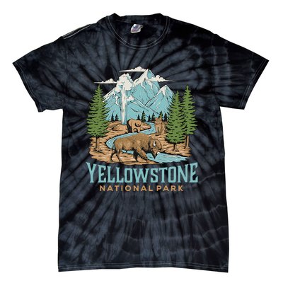 National Park Vintage Wyoming Parks Lover Adventure Outdoors Camping Travel Tie-Dye T-Shirt