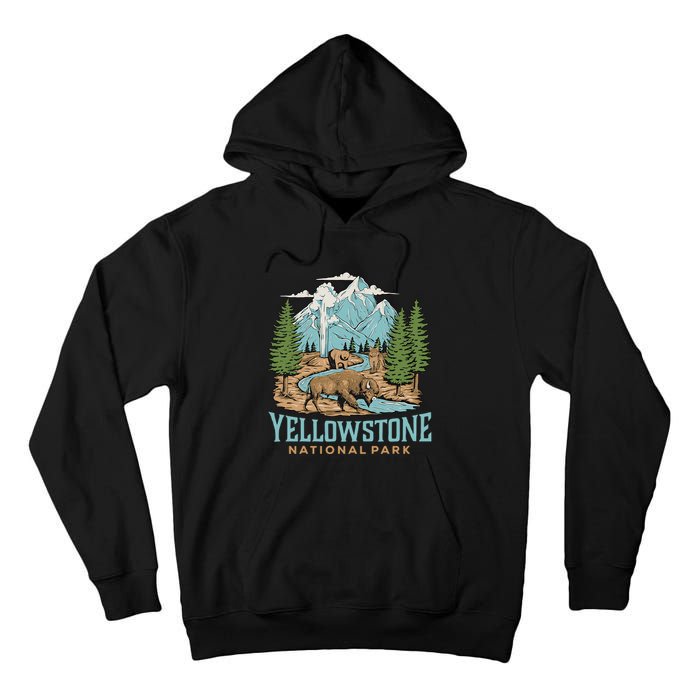 National Park Vintage Wyoming Parks Lover Adventure Outdoors Camping Travel Tall Hoodie