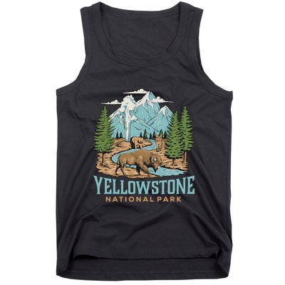 National Park Vintage Wyoming Parks Lover Adventure Outdoors Camping Travel Tank Top