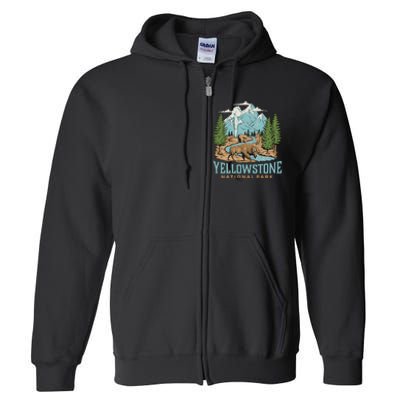 National Park Vintage Wyoming Parks Lover Adventure Outdoors Camping Travel Full Zip Hoodie